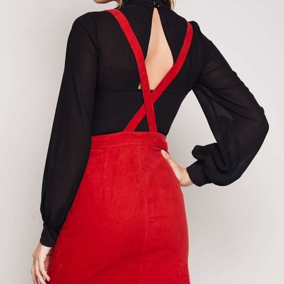 NWT Red Overall Dress - Picture 3 of 3